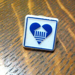 Heart Home Blue White Vintage Lapel Pin